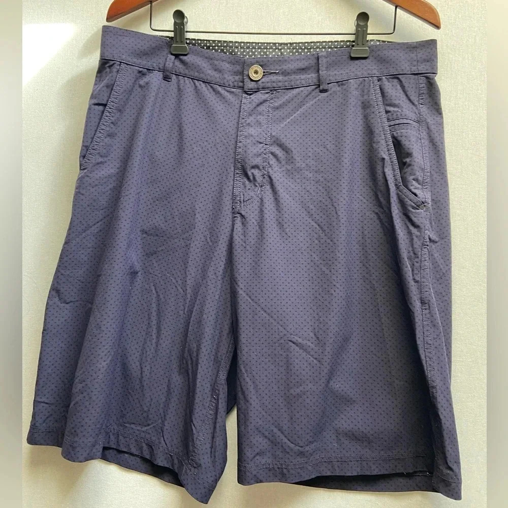 Lululemon Kahuna Short Mens Blue Black polka dots Chino Sz 36 *flawed*